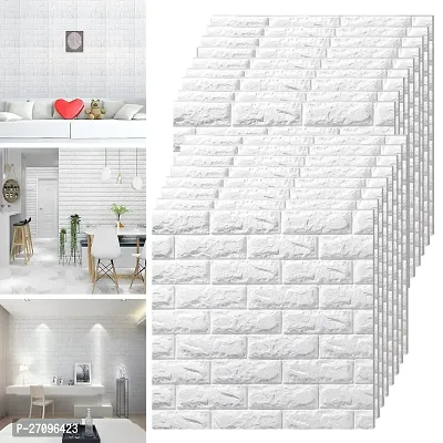 Wishlandreg; Self-Adhesive Waterproof 5mm PE Foam 3D Wall Panels Wallpaper Sticker for Bathroom, Living Room, and Home Decoration (77 X 70 cm, Pack Of 3, White)