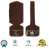 WISHLAND? Set of 2 Pcs Velvet Fridge Handle Cover with Pocket for Oven/Refrigerator/Car (6X14 Inches, Brown)-thumb3