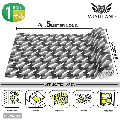 Wishland Kitchen Shelf Liner for Cabinet, Kitchen Shelves and Drawer Fire Resistant, Waterproof, Dustproof and Washable (18 Inches X 5 Meter, Black)