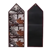 Polyester 3 Pockets Magazine Holder Wall Hanging Organiser(Set of 2, Brown)-thumb2