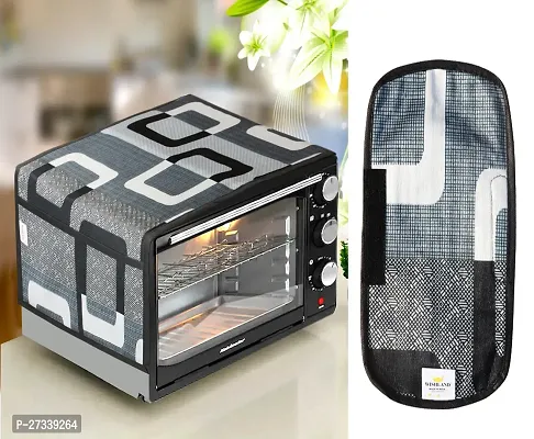 Combo Pack of 1 Microwave Oven, Toaster, and Griller Top Cover with 4 Pockets + 1 Fridge Handle  Cover (Material: Polyester, Color: Black)