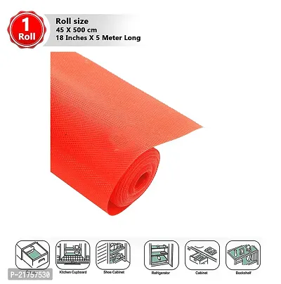 Multipurpose Textured Super Strong Anti-Slip Mat Liner for Kitchen Shelf - Size 45X500cm (5 Meter Roll, Orange)