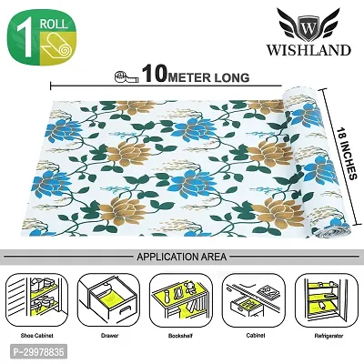 Wishland Kitchen Shelf Liner for Cabinet, Kitchen Shelves and Drawer Fire Resistant, Waterproof, Dustproof and Washable (18 Inches X 10 Meter, Blue)