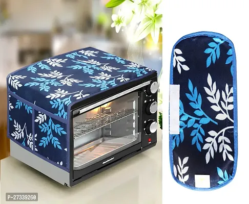 Combo Pack of 1 Microwave Oven, Toaster, and Griller Top Cover with 4 Pockets + 1 Fridge Handle  Cover (Material: Polyester, Color: Blue)