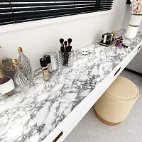 Wall Stickers Marble Wallpaper Furniture (18 Inch X 5 Meter) Kitchen, Cabinets, Almirah, Tabletop, Plastic Table, Wooden Table, Wardrobe, White-thumb4