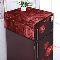 1 Pc Fridge Cover for Top with 6 Pockets + 2 Handle Cover + 3 Fridge Mats( Fridge Cover Combo Set of 6 Pcs)-thumb1