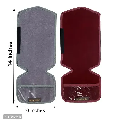 WISHLAND? Set of 2 Pcs Velvet Fridge Handle Cover with Pocket for Oven/Refrigerator/Car (6X14 Inches, Grey Maroon)-thumb5