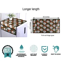 WISHLAND? Water  Dust Proof Fridge Top Cover with 6 Utility Pockets and Longer Size(Size 46X21 Inches, Mehandi)-thumb1