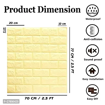 Wishlandreg; Self-Adhesive Waterproof 5mm PE Foam 3D Wall Panels Wallpaper Sticker for Bathroom, Living Room, and Home Decoration (77 X 70 cm, Pack Of 1, Yellow)-thumb5