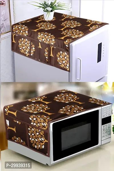 Stylish Polyester Printed Micro Oven Cover with Fridge Cover-thumb0