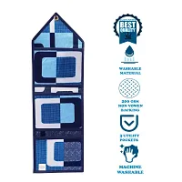 Polyester 3 Pockets Magazine Holder Wall Hanging Organiser(Set of 2, Blue)-thumb1