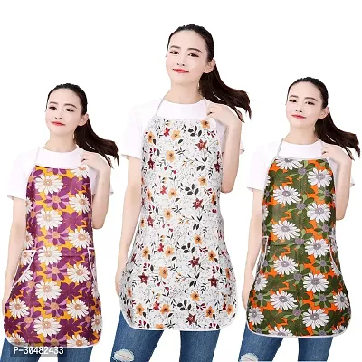 WISHLAND Big Size Multicolor Apron For Hotel Restaurant and Home (Pack of 3, Material : PVC)