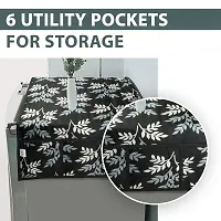 Designer Polyester Fridge Top Cover with 6 Utility Pockets-thumb4