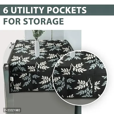 Designer Polyester Fridge Top Cover with 6 Utility Pockets-thumb5