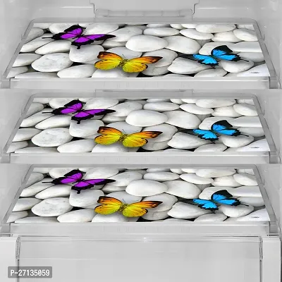 Multipurpose Refrigerator Mats Set of 3 Pcs for Single Door Fridge (Size: 12X17 Inches, Color : Multicolor)-thumb0