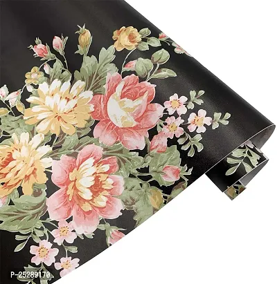 3D Multicolor Flowers Vinyl Sticker Self-Adhesive Wallpaper For Shelf Liner, Furniture, Almirah, Table Top, Wardrobe(18 Inch X 10 Meter, Pack Of 5)-thumb0