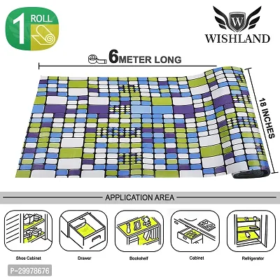 Wishland Kitchen Shelf Liner for Cabinet, Kitchen Shelves and Drawer Fire Resistant, Waterproof, Dustproof and Washable (18 Inches X 6 Meter, Green)