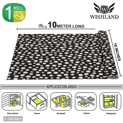 Wishland Kitchen Shelf Liner for Cabinet, Kitchen Shelves and Drawer Fire Resistant, Waterproof, Dustproof and Washable (18 Inches X 10 Meter, Black)