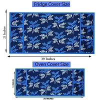 Wishlandreg; Combo Pack of Fridge Top Cover and Microwave Oven Top Cover with 4 Pockets(Blue)-thumb3