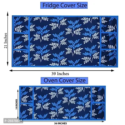 Wishlandreg; Combo Pack of Fridge Top Cover and Microwave Oven Top Cover with 4 Pockets(Blue)-thumb4