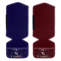 WISHLAND? Set of 2 Pcs Velvet Fridge Handle Cover with Pocket for Oven/Refrigerator/Car (6X14 Inches, Blue Maroon)-thumb3