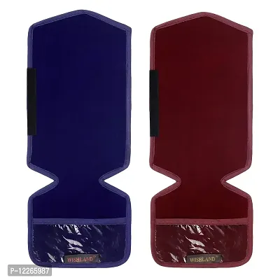 WISHLAND? Set of 2 Pcs Velvet Fridge Handle Cover with Pocket for Oven/Refrigerator/Car (6X14 Inches, Blue Maroon)-thumb4