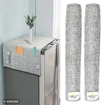 Combo Pack of Fridge Top Cover with 6 Utility Pockets and Fridge Handle Cover(Size : 39X21  12X6 Inches, Set of 2 Pc)-thumb0