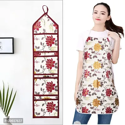 Stylish PVC Printed Apron with Kitchen Organizer