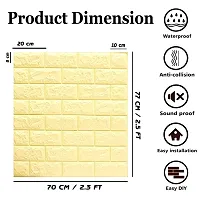 Wishlandreg; Self-Adhesive Waterproof 5mm PE Foam 3D Wall Panels Wallpaper Sticker for Bathroom, Living Room, and Home Decoration (77 X 70 cm, Pack Of 4, Yellow)-thumb4