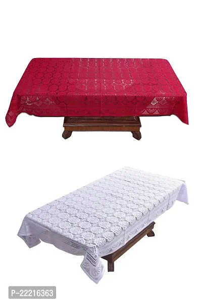 WISHLANDreg; Floral Cotton Net 4 Seater Table Cover (Size : 40x60 Inches, Color : Red  White)