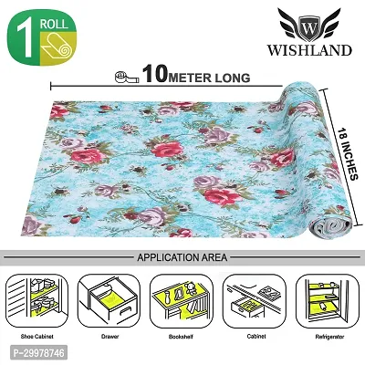 Wishland Kitchen Shelf Liner for Cabinet, Kitchen Shelves and Drawer Fire Resistant, Waterproof, Dustproof and Washable (18 Inches X 10 Meter, Blue)-thumb0