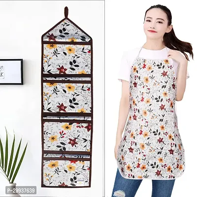 Stylish PVC Printed Apron with Kitchen Organizer