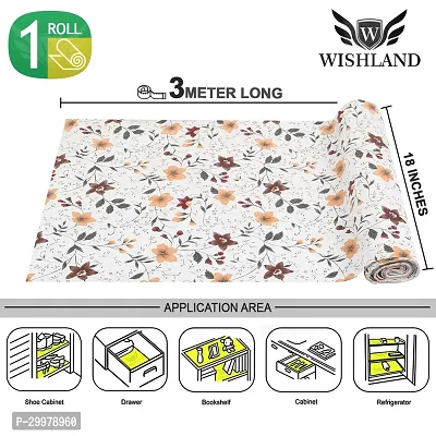 Wishland Kitchen Shelf Liner for Cabinet, Kitchen Shelves and Drawer Fire Resistant, Waterproof, Dustproof and Washable (18 Inches X 3 Meter, White)