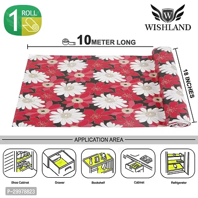 Wishland Kitchen Shelf Liner for Cabinet, Kitchen Shelves and Drawer Fire Resistant, Waterproof, Dustproof and Washable (18 Inches X 10 Meter, Red)-thumb0