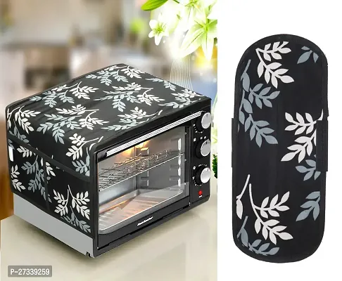 Combo Pack of 1 Microwave Oven, Toaster, and Griller Top Cover with 4 Pockets + 1 Fridge Handle Cover (Material: Polyester, Color: Black)-thumb0