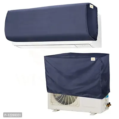 Wishland? Parachute Plain Indoor and Outdoor Unit 1.5 Ton Split Air Conditioner Dust  Waterproof Cover (Blue)-thumb0