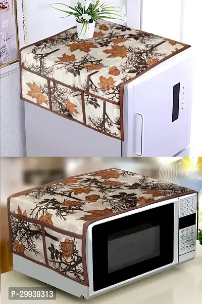 Stylish Polyester Printed Micro Oven Cover with Fridge Cover-thumb0