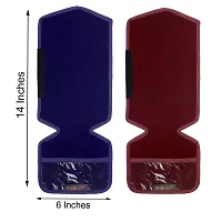 WISHLAND? Set of 2 Pcs Velvet Fridge Handle Cover with Pocket for Oven/Refrigerator/Car (6X14 Inches, Blue Maroon)-thumb4