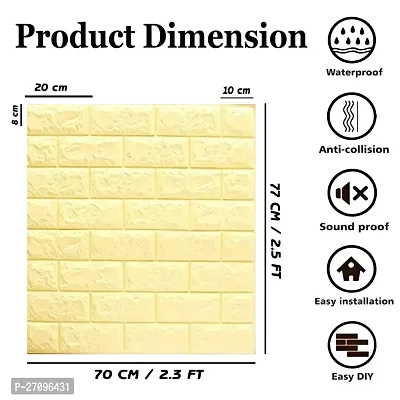 Wishlandreg; Self-Adhesive Waterproof 5mm PE Foam 3D Wall Panels Wallpaper Sticker for Bathroom, Living Room, and Home Decoration (77 X 70 cm, Pack Of 3, Yellow)-thumb5