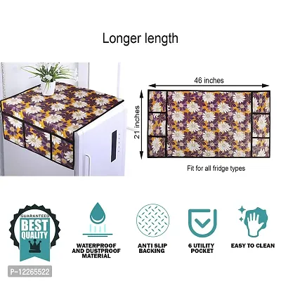 WISHLAND? Water  Dust Proof Fridge Top Cover with 6 Utility Pockets and Longer Size(Size 46X21 Inches, Purple)-thumb2