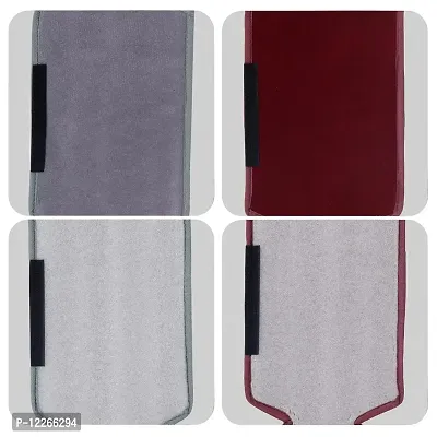 WISHLAND? Set of 2 Pcs Velvet Fridge Handle Cover with Pocket for Oven/Refrigerator/Car (6X14 Inches, Grey Maroon)-thumb3