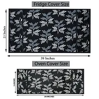 Wishlandreg; Combo Pack of Fridge Top Cover and Microwave Oven Top Cover with 4 Pockets(Black)-thumb3