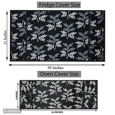 Wishlandreg; Combo Pack of Fridge Top Cover and Microwave Oven Top Cover with 4 Pockets(Black)-thumb4