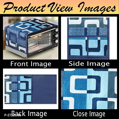 Combo Pack of 1 Microwave Over Top Cover with 4 Pockets + 2 Fridge Handle  Cover (Material: Polyester, Color: Blue)-thumb3