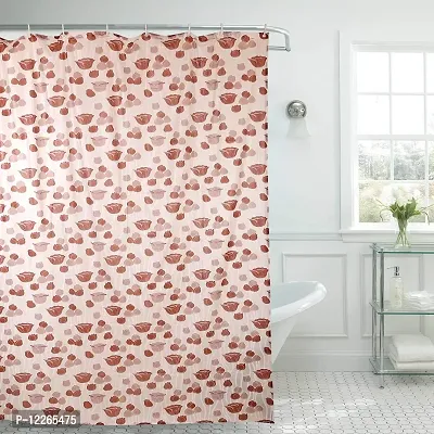 ARADENT PVC Floral Brown Waterproof Shower Curtain for Bathroom with 8 Hooks Set (7 X4.5 Feet)-thumb0