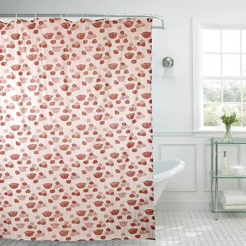 ARADENT PVC Waterproof Shower Curtain for Bathroom with Floral Hooks Set