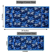 Combo Pack of Fridge Top Cover and Microwave Oven Top Cover with 4 Pockets(Blue)-thumb1