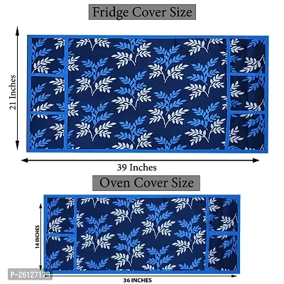 Combo Pack of Fridge Top Cover and Microwave Oven Top Cover with 4 Pockets(Blue)-thumb2