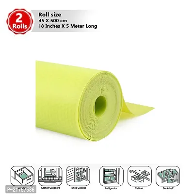 Multipurpose Textured Super Strong Anti-Slip Mat Liner for Kitchen Shelf - (2 Roll of 5 Meter, Yellow)-thumb0