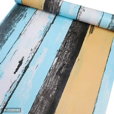 Kitchen Wall Stickers Wood Wallpaper DIY PVC Shelf Liner, Furniture, Almirah, Table Top, Wardrobe, Kitchen Cupboard Decal(18 Inch X 5 Meter, Blue)-thumb4